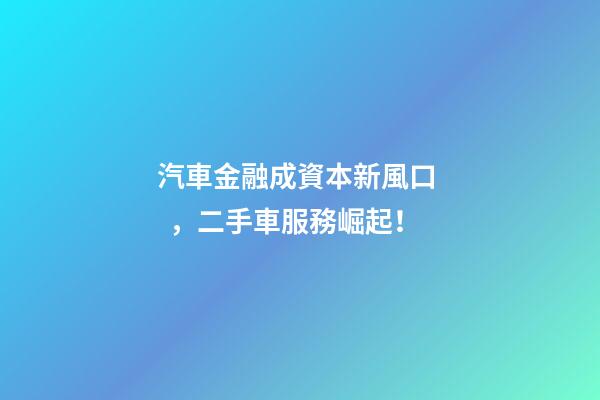 汽車金融成資本新風口，二手車服務崛起！